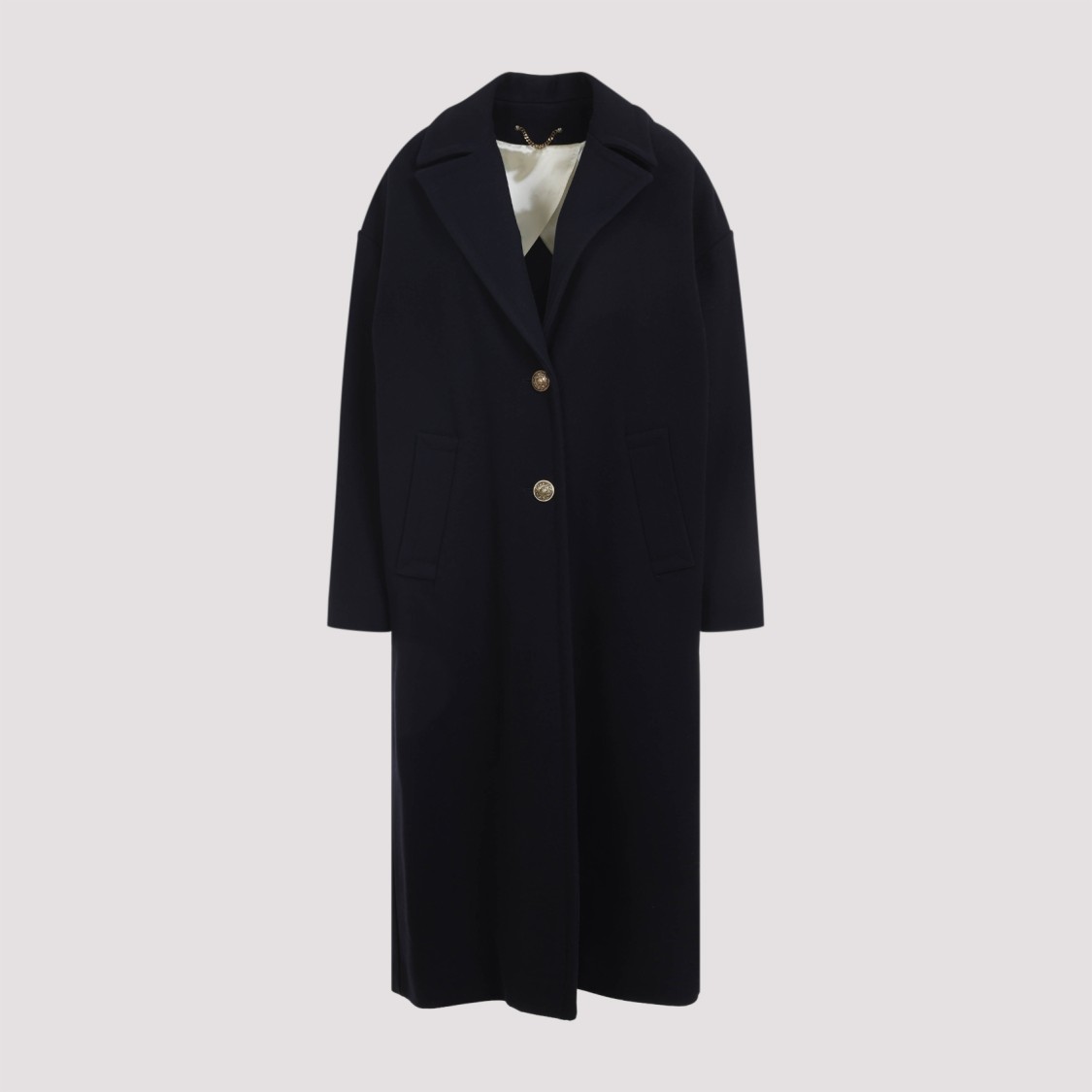 Golden Goose Heraldic Buttons Single-breasted Cocoon Coat In Black