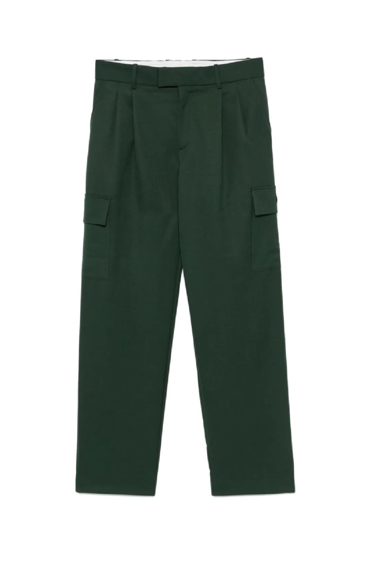Drôle De Monsieur Relaxed Fit Green Cotton-blend Cargo Trousers