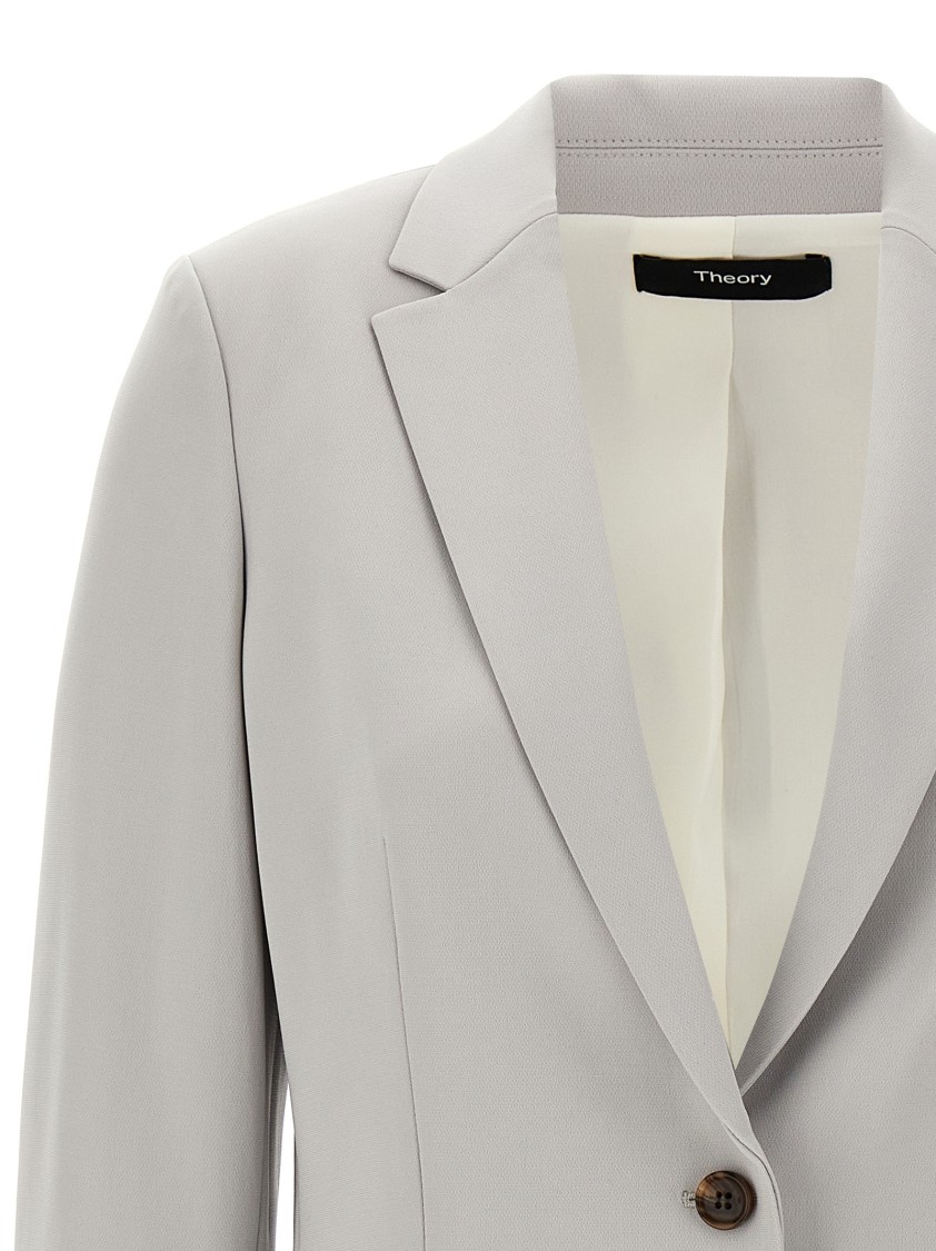 Theory Structured Blazer With Notched Lapels And Back Vent In Gray