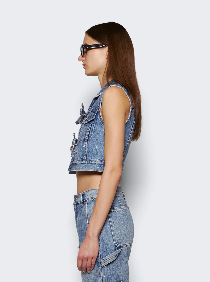 Alexander Wang Tied Front Vest Vintage Light Indigo In Blue
