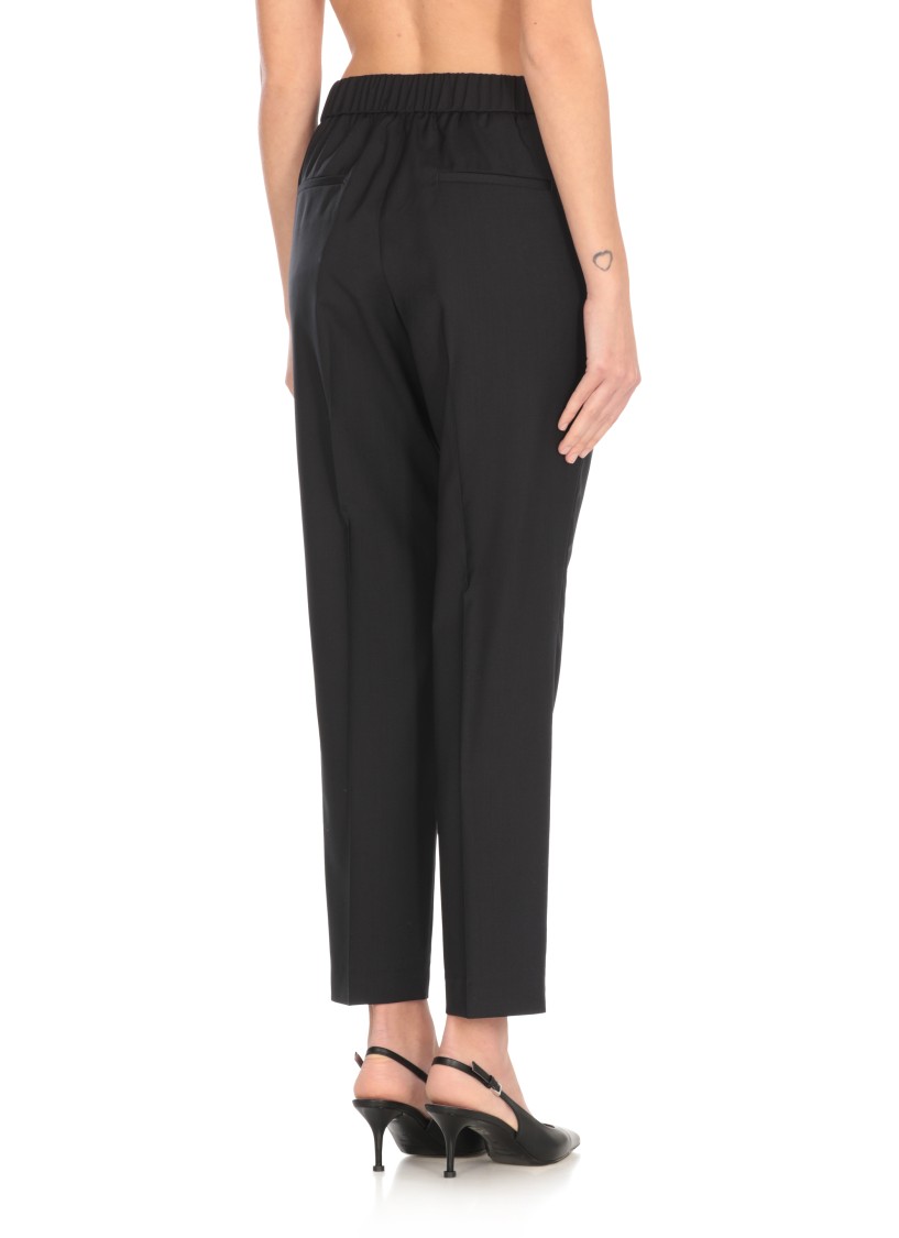 Peserico Elastic Waist Casual Pants In Blue