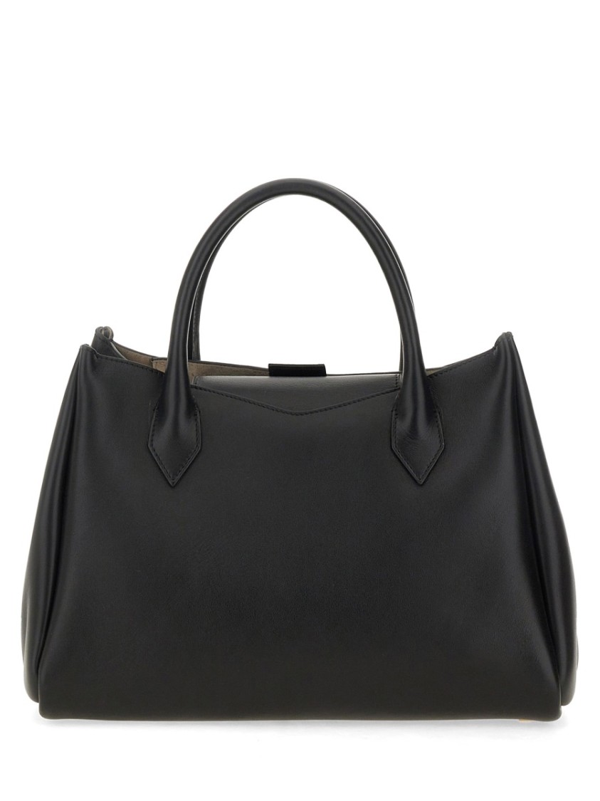 Shop Lanvin "l'octave" Structured Calf Leather Day Bag In Black