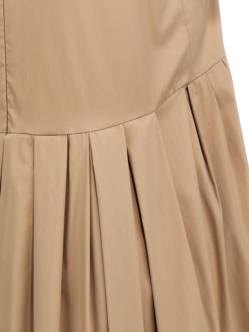 Max Mara Round Neck Sleeveless Dress In Brown