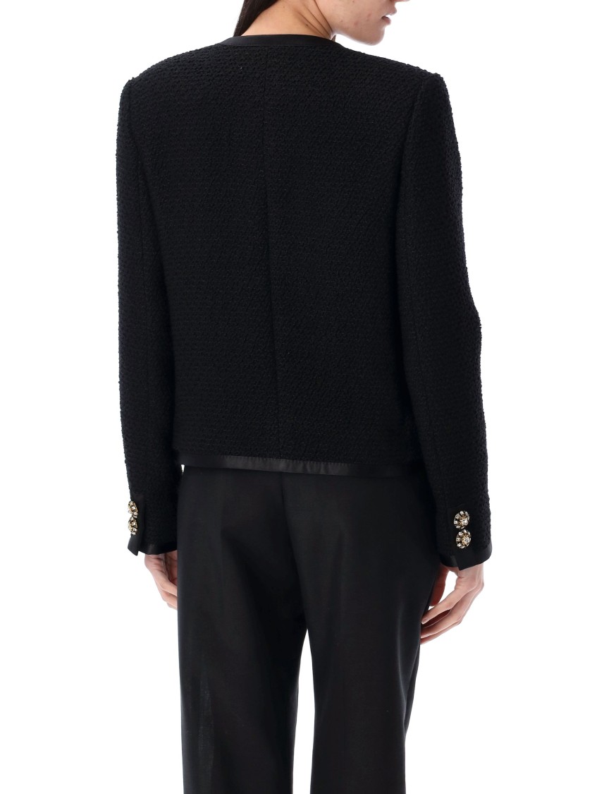 Dolce & Gabbana Jeweled Button Boucle Jacket In Black