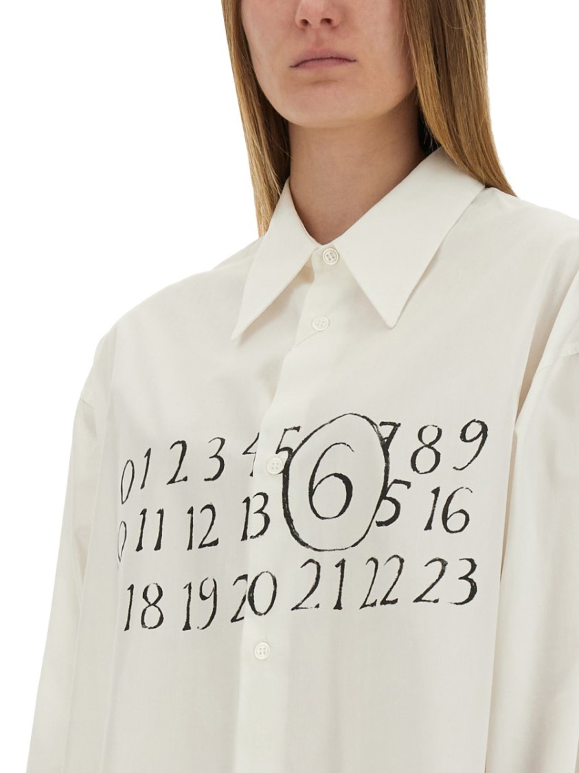 Mm6 Maison Margiela Mm6 By Maison Margiela Chemisier Dress With Print In White