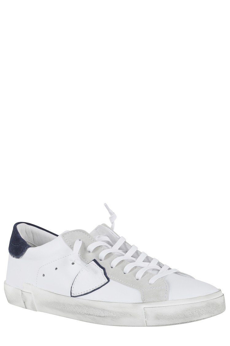 Philippe Model Sneakers Prsx In White And Blue Leather In White