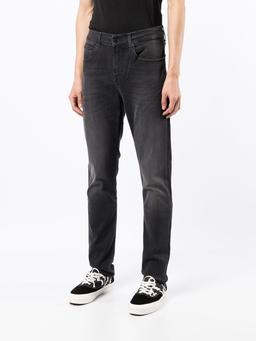 7 FOR ALL MANKIND 7 FOR ALL MANKIND CLASSIC STRAIGHT-LEG GREY JEANS WITH FADED FINISH 