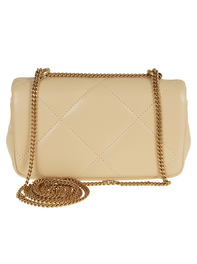 Tory Burch Yellow/orange Kira Diamond Quilt Pave Mini Flap Bag In Yellow