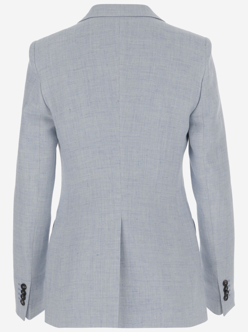 Shop Tagliatore Linen Blend Single-breasted Jacket In Grey