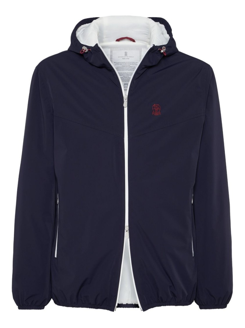 Brunello Cucinelli Waterproof Hooded Jacket In Blue