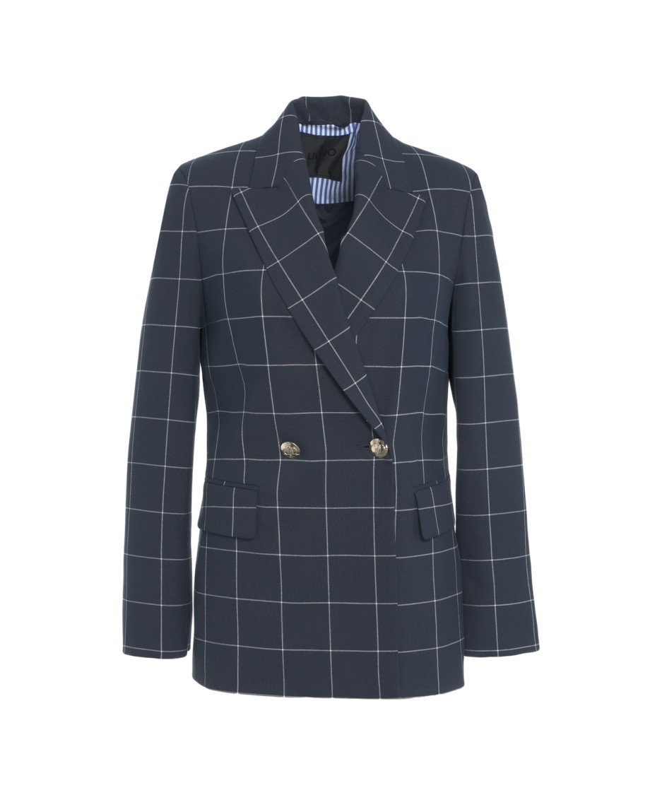 LIU •JO LIU JO DOUBLE-BREASTED BLAZER WITH PEAKED LAPELS