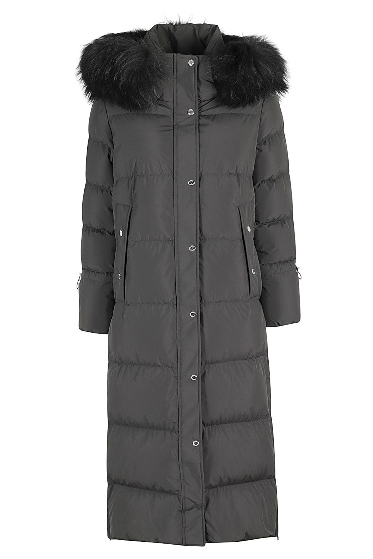 Moorer Breuil Fur Stp Down Jacket In Grey