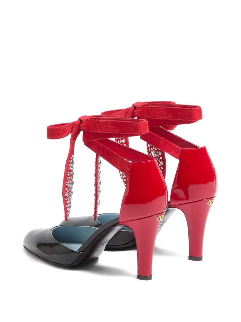 Shop Valentino Garavani Foliefoliage Sandal With Color-block Design And Beaded Accents