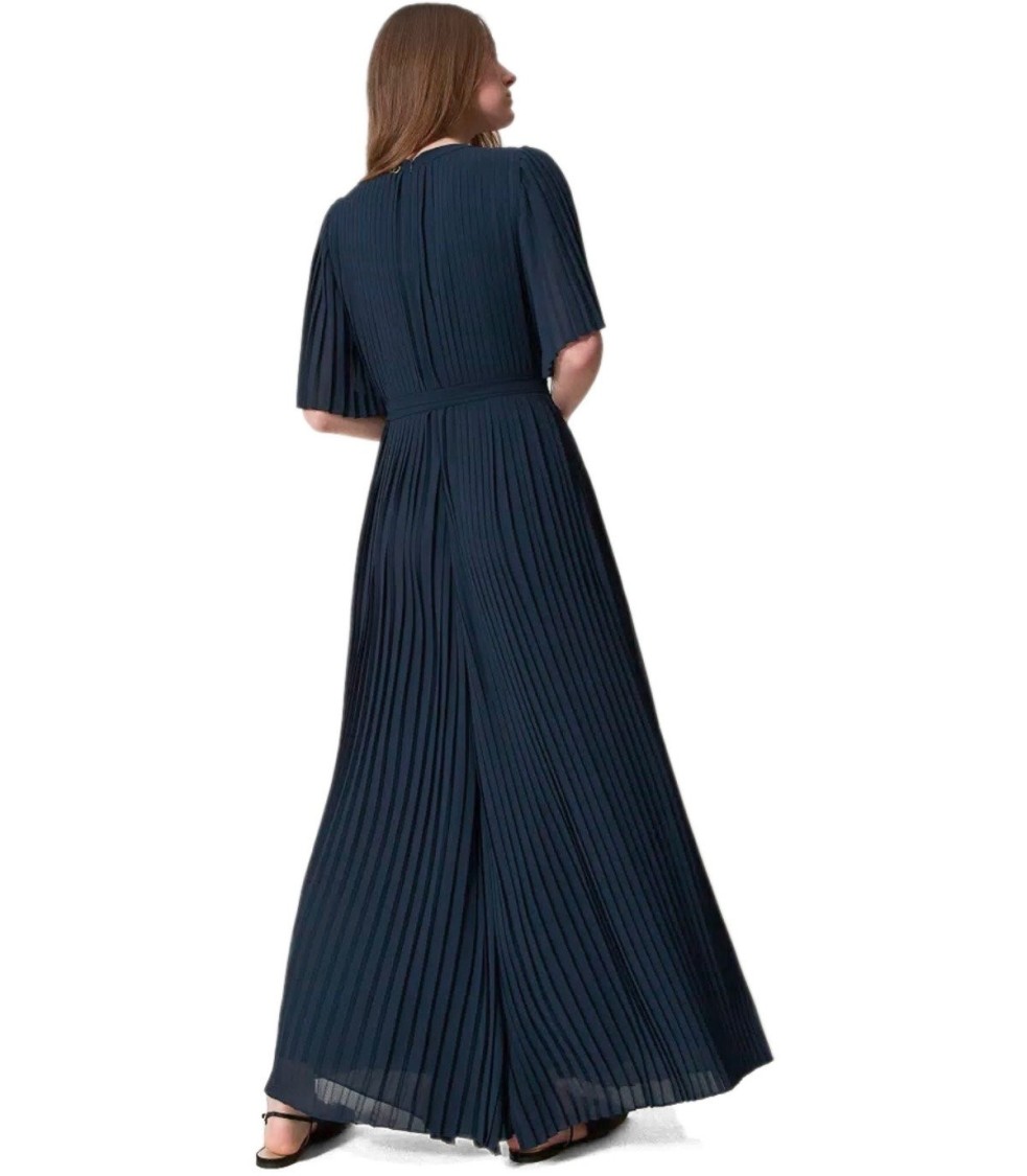 Shop Twinset Twin-set Dark Blue Pleated Jumpsuit