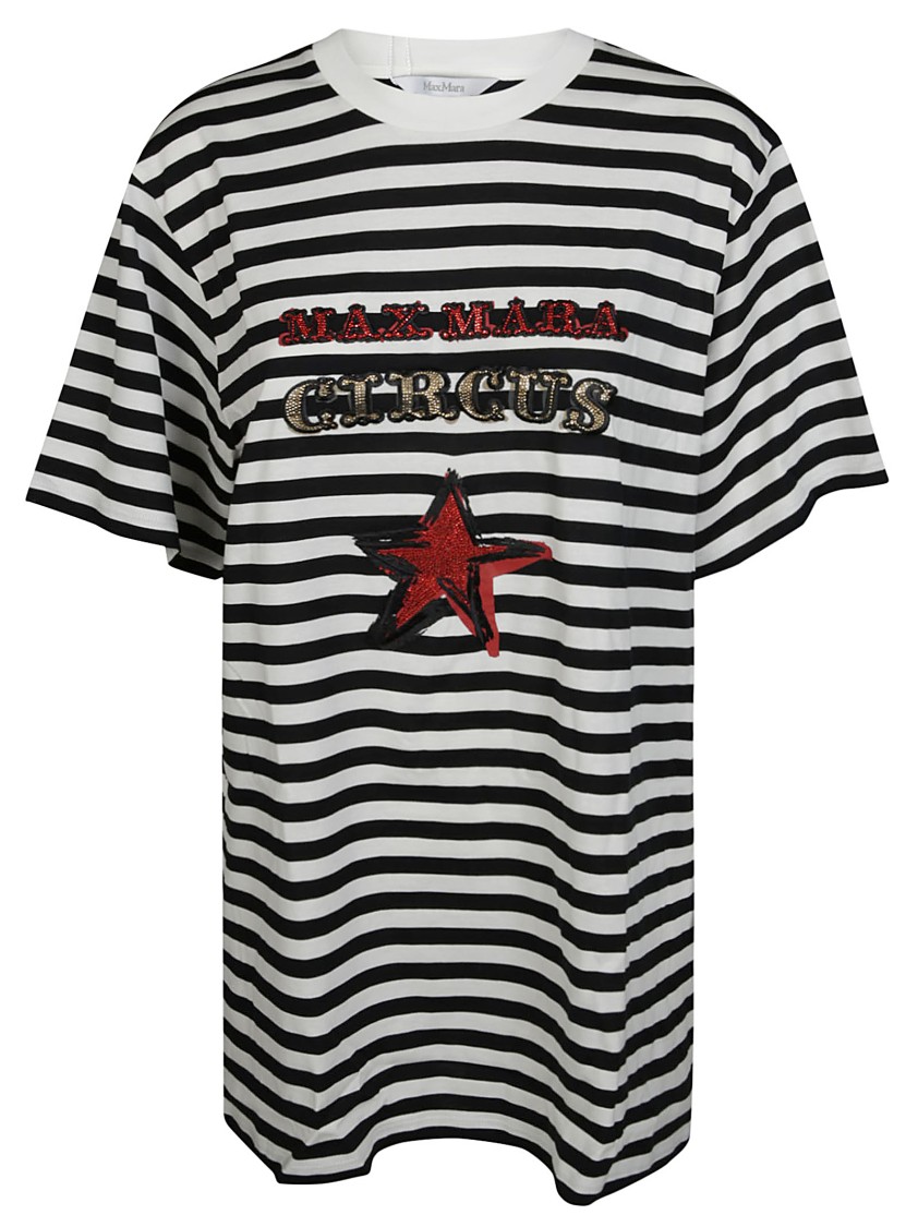 Max Mara Khaki Stripes Stars T-shirt