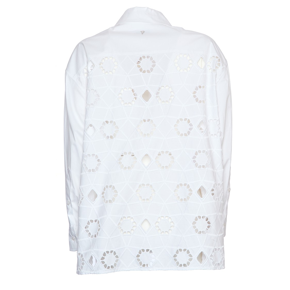 Dondup White Shirt With Lace Detailing And Geometric Cutouts In White