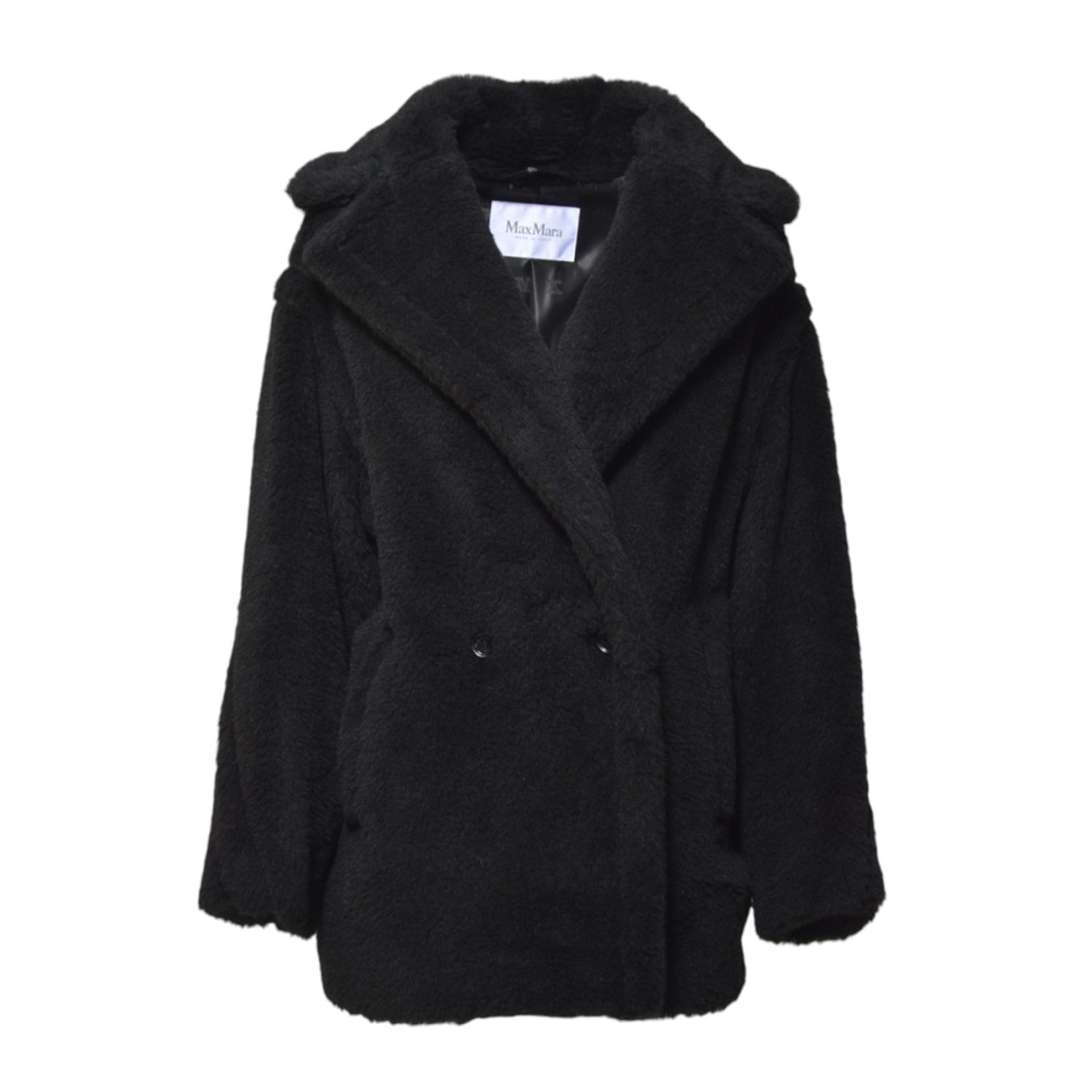 Shop Max Mara Black Teddy Coat In Alpaca And Black Wool