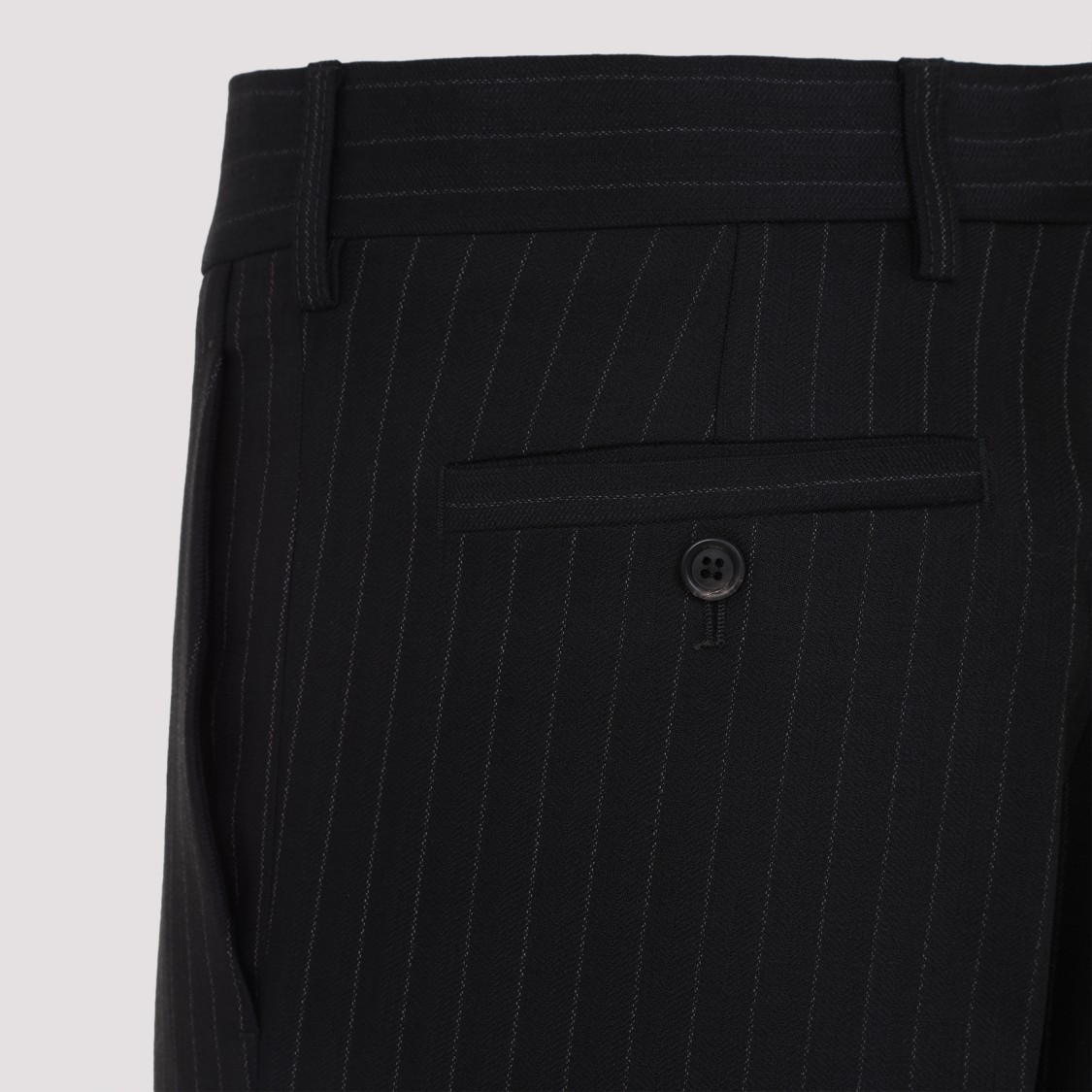 Miu Miu Wool Pants With Belt Loops And Pinstripes In Black