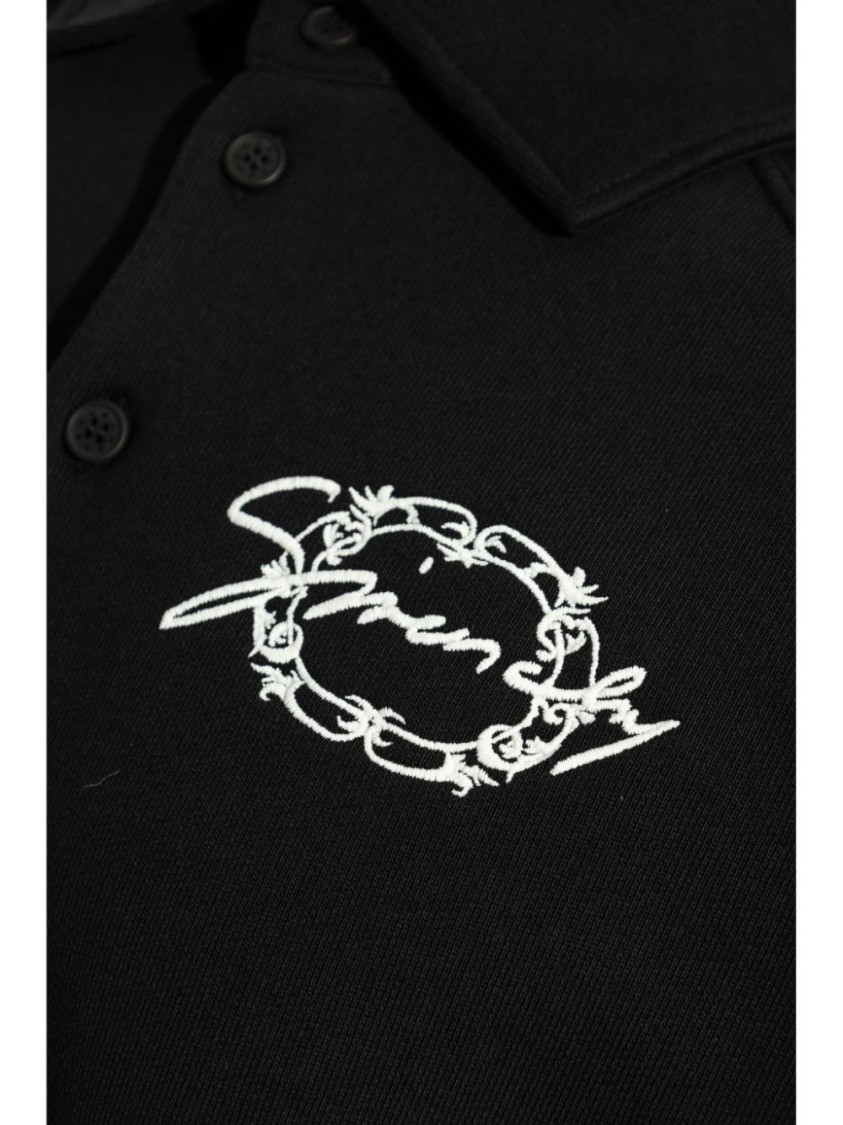 Givenchy Embroidered Logo Fleece Polo Sweatshirt In Black