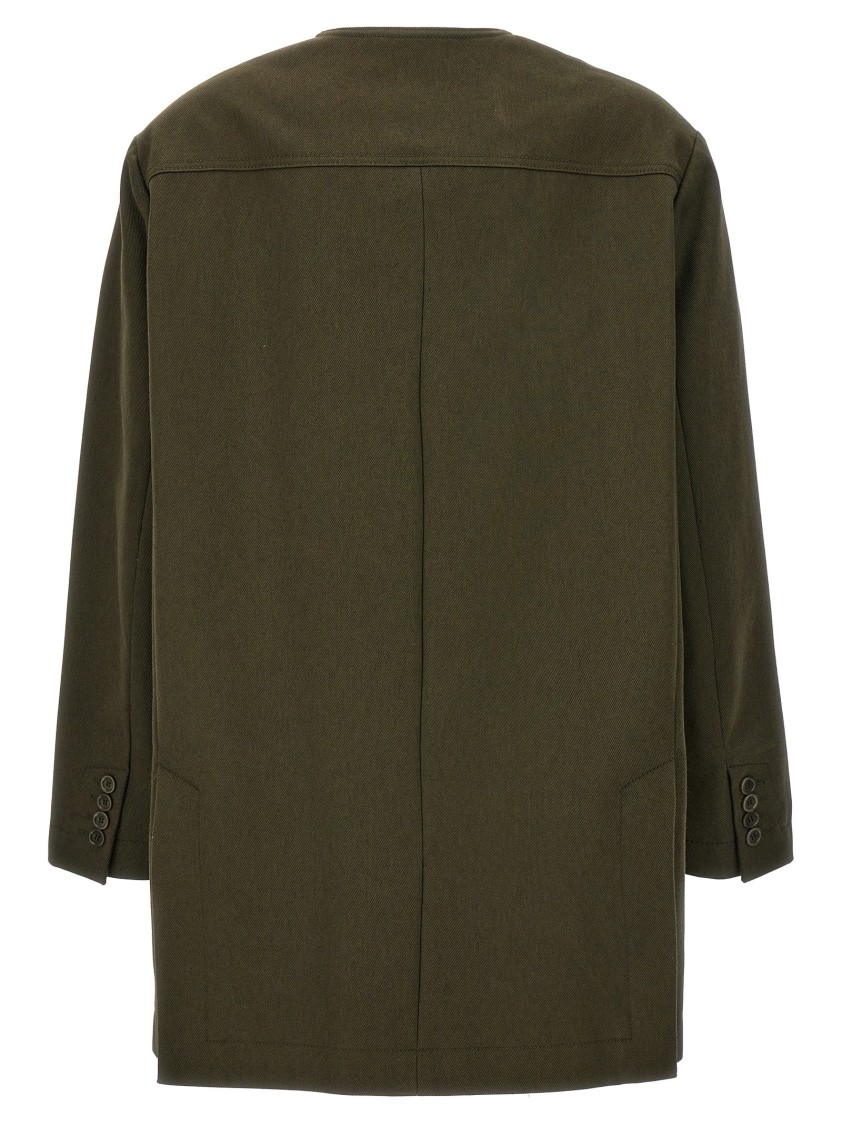 Max Mara Shirt-style Round-collar Casual Jacket In Green