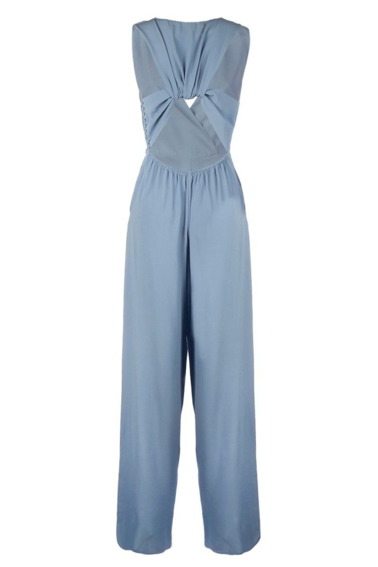 Federica Tosi Cerulean Jumpsuit With V-neckline In Blue