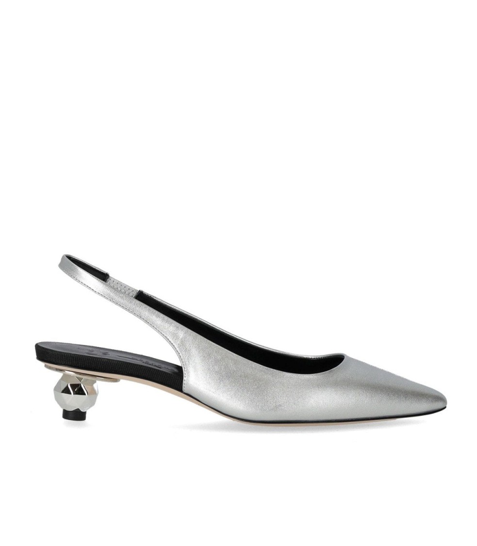 Max Mara Gallico Silver Slingback Pumps In Silver