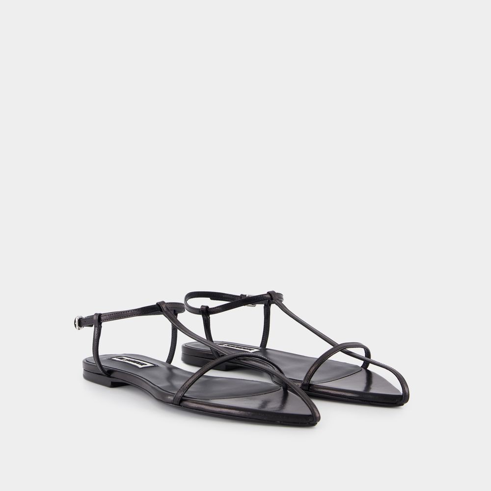 Shop Jil Sander Sandals - Leather - Black