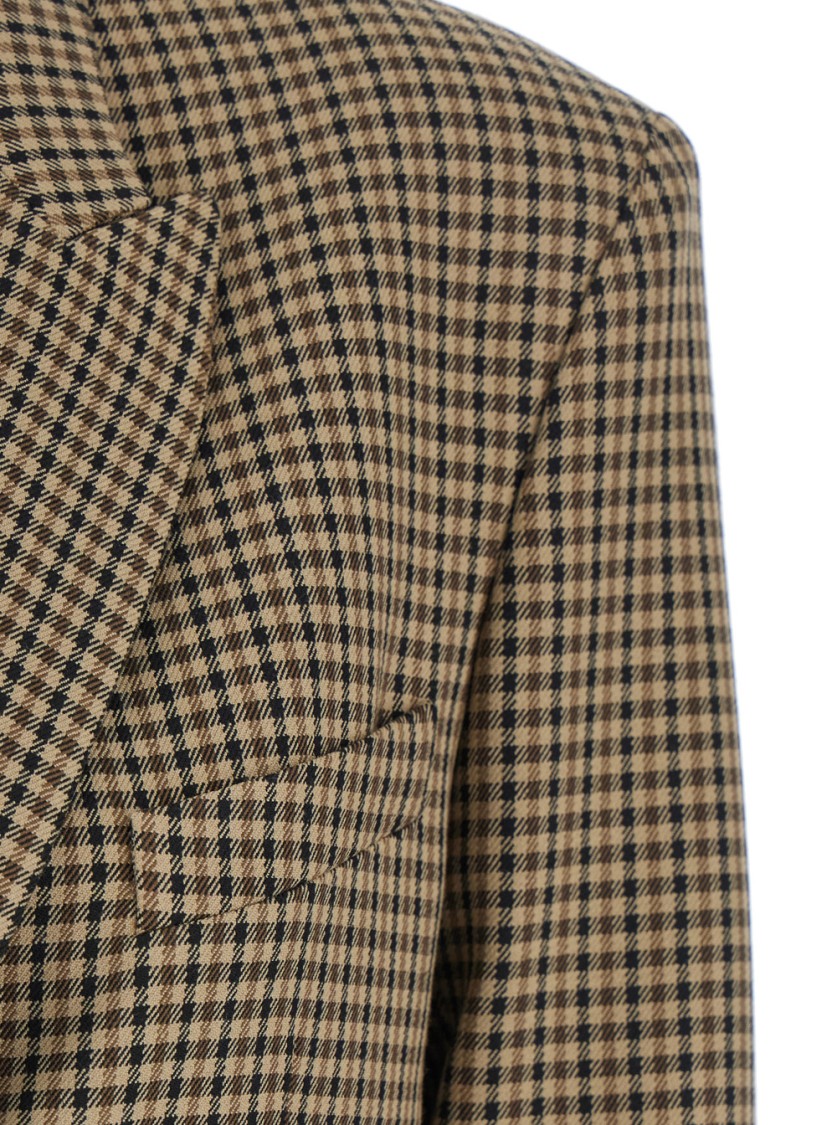 Plain Check Pattern Tailored Blazer With Notched Lapel In Multi
