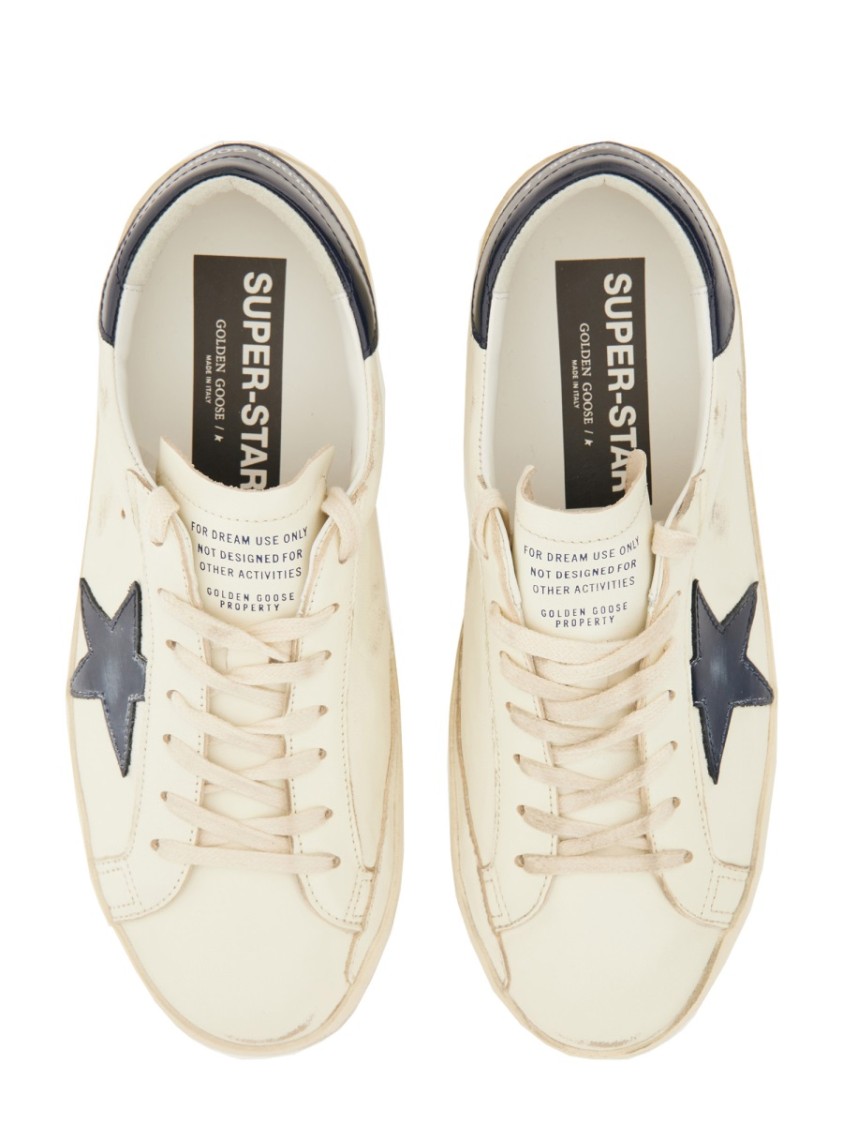 Golden Goose White Lace Up Leather Sneakers In White