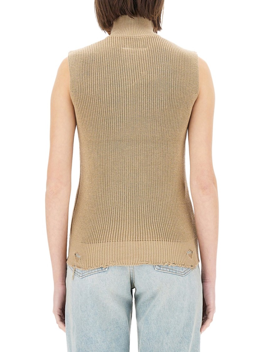 Mm6 Maison Margiela Mm6 By Maison Margiela High Collar Knitted Vest In Neutrals