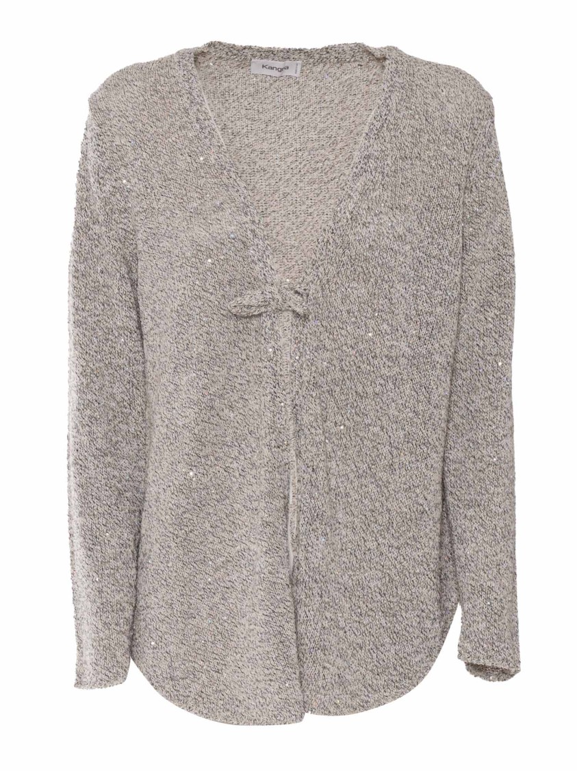 Kangra Cashmere Relaxed Fit Sequin-embellished Jacket With Deep V-neckline In Gray