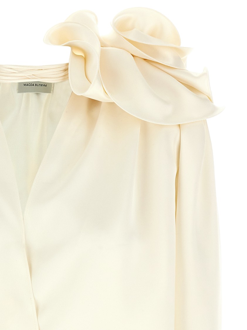 Magda Butrym Silk Blouse With V-neck In Neutral