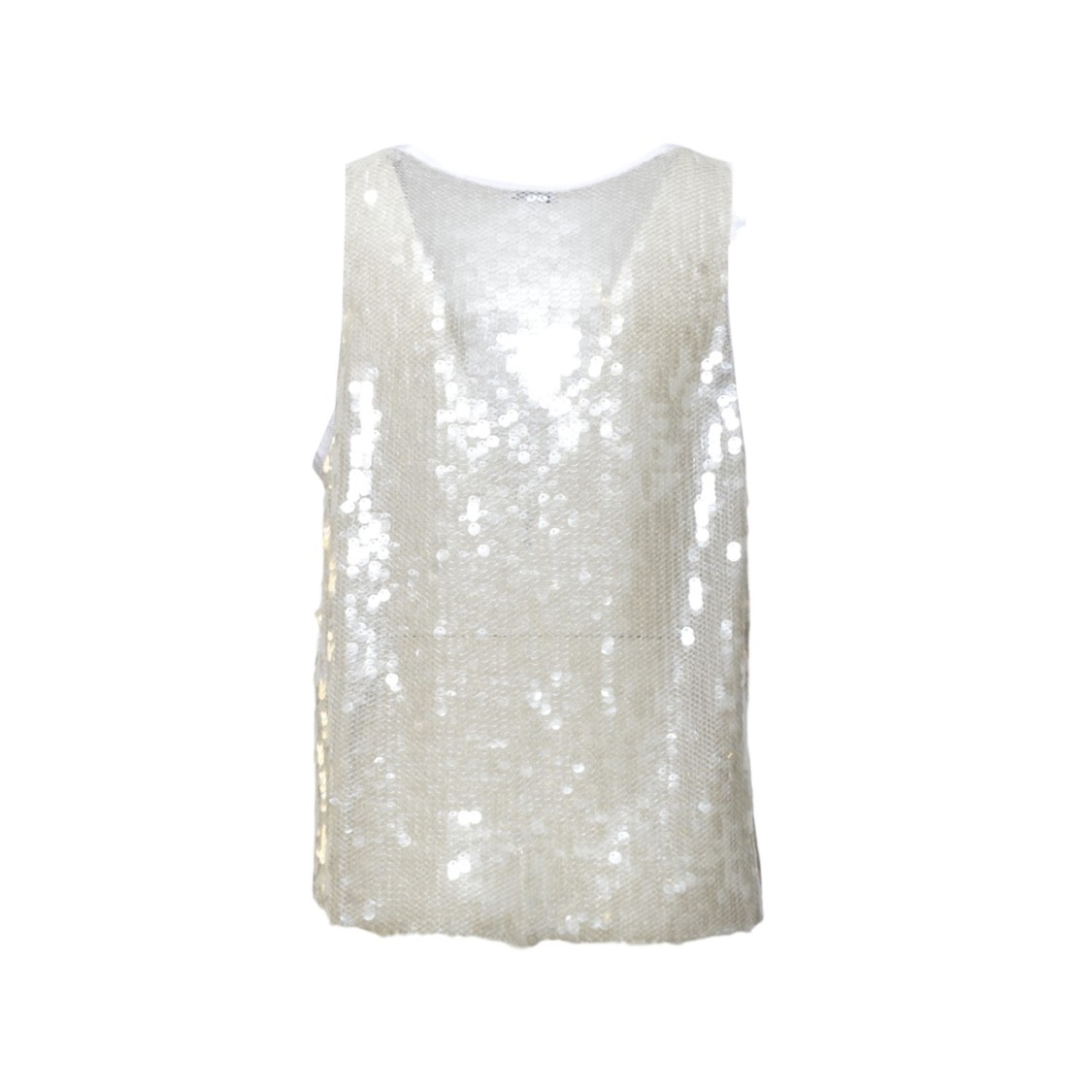 Aspesi Sequinned Sleeveless Top In White