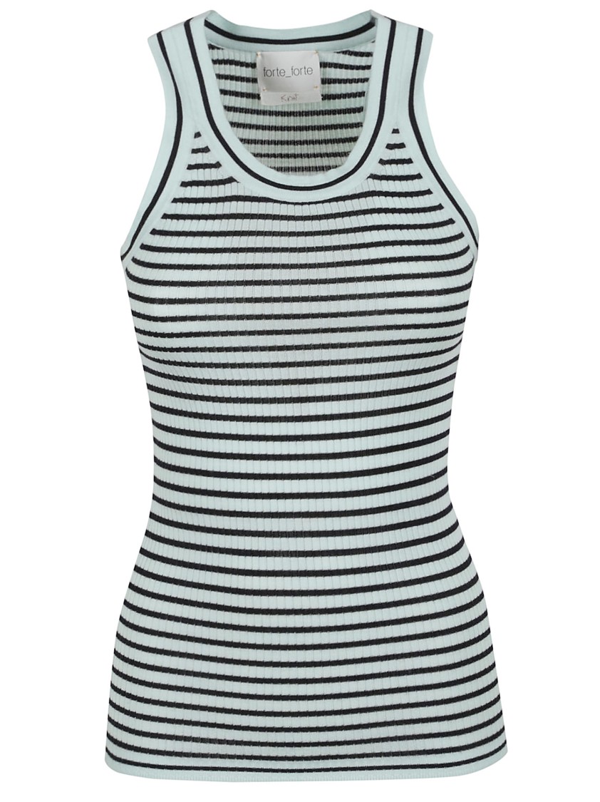 Forte Forte Fine Merinos Tank Top With Ribbed Texture In Blue