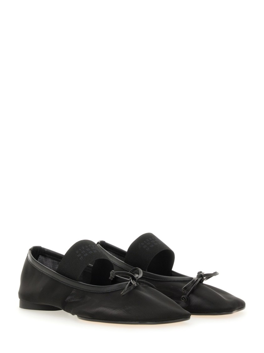 Mm6 Maison Margiela Mesh Anatomic Numeric Ballerina Flats In Black