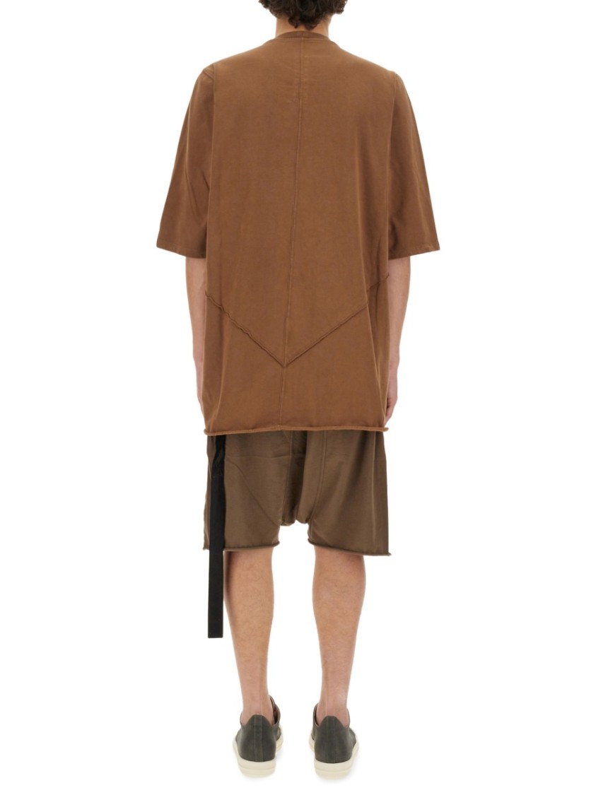 Rick Owens Drkshdw Drkshdw By Rick Owens Geometric Stitch Oversized T-shirt In Brown Cotton In Brown
