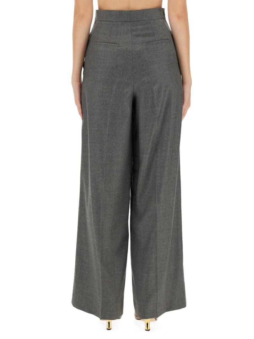 Fendi Wide Leg Wool Pants In Grey