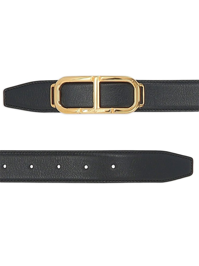 Tom Ford Logo Reversible Belt In Black