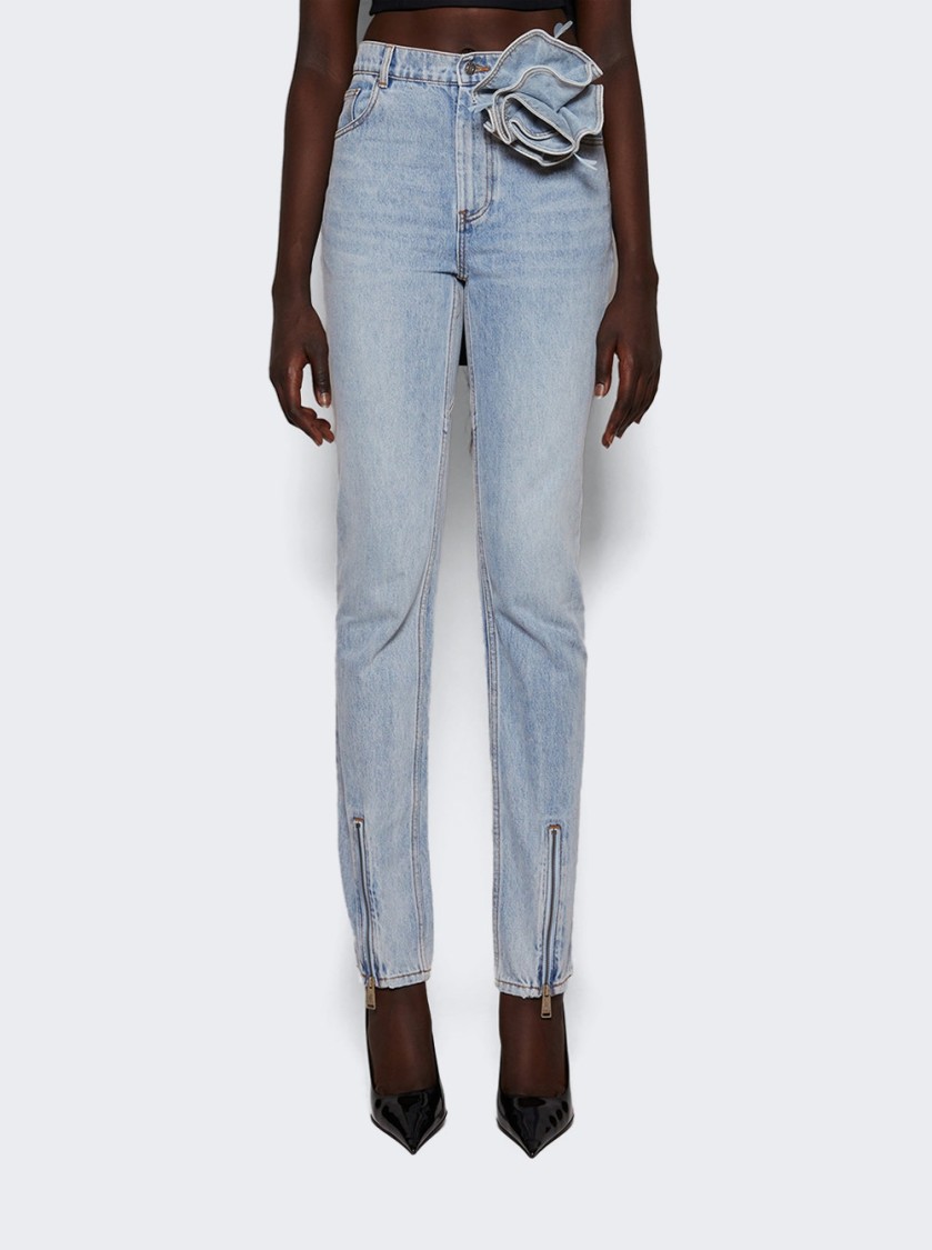 AREA AREA FLOWER CORSAGE ANKLE ZIP JEAN SUPER LIGHT WASH