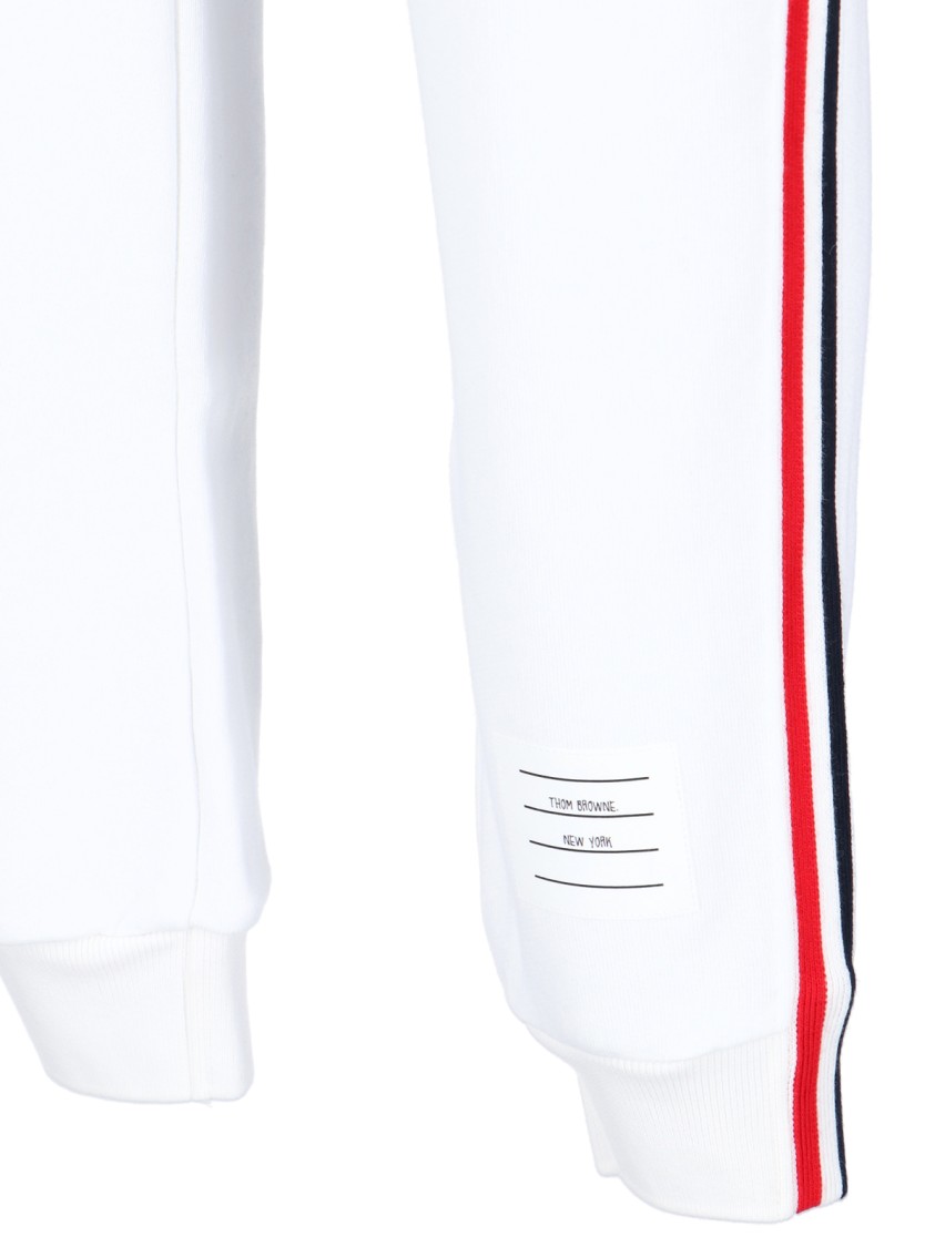 Shop Thom Browne Tricolour Detail Sports Trousers – White