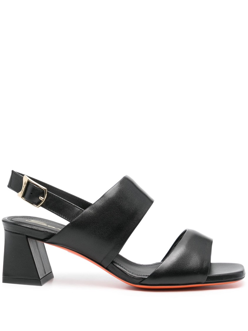 Santoni Open-toe Black Pumps In Gray
