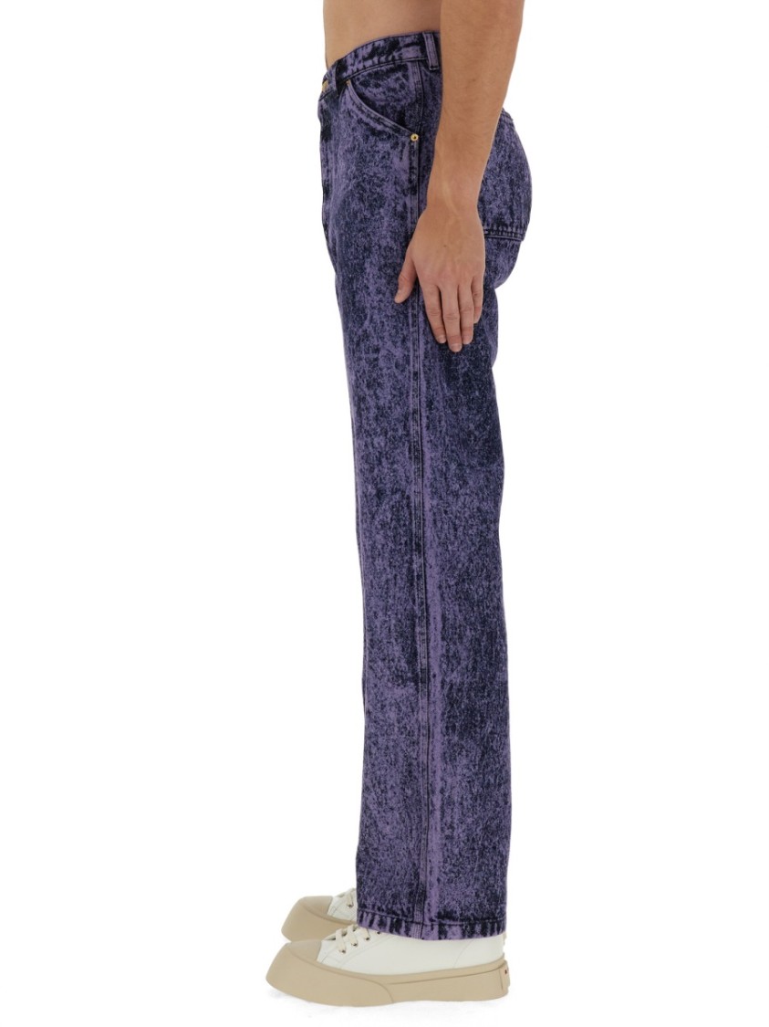 Shop Marni Marbled Effect Jeans In Grey