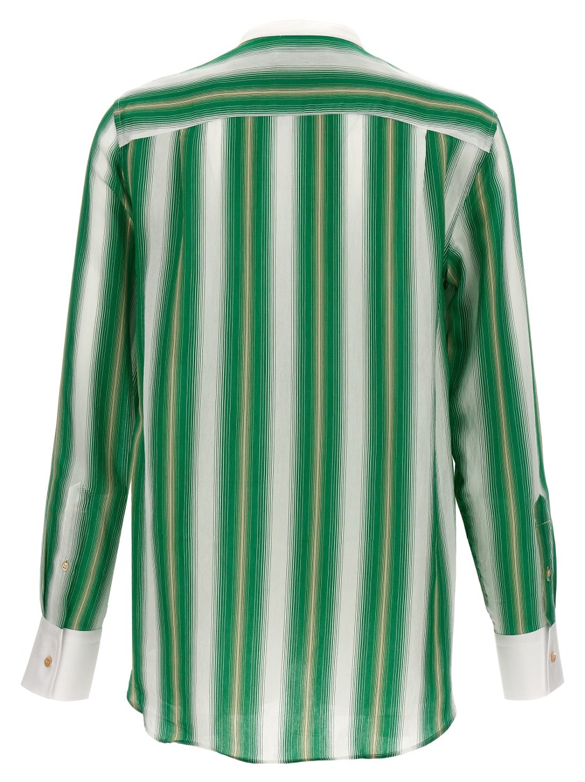 Wales Bonner Cadence Silk Shirt Green And Ivory In Green