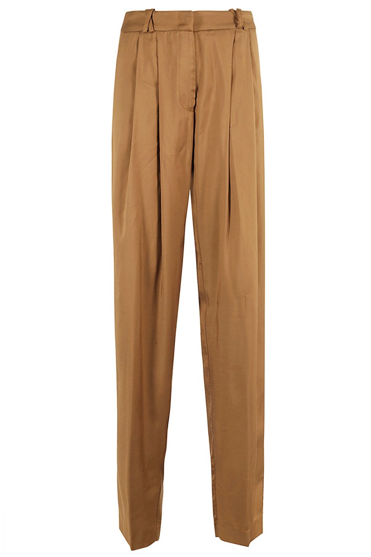 Shop Federica Tosi Desert High-waisted Straight Leg Pants In Brown