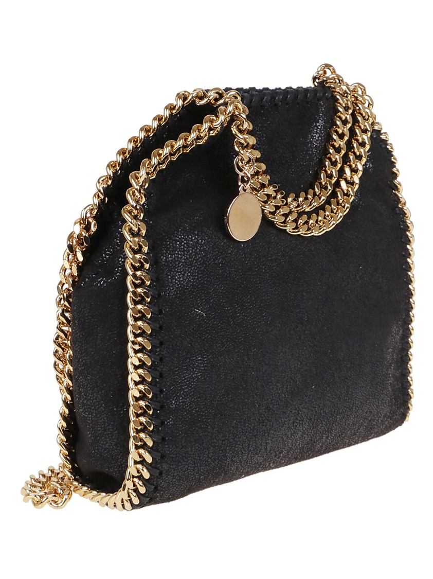Stella Mccartney Tiny Tote Falabella With Silver Chain In Black