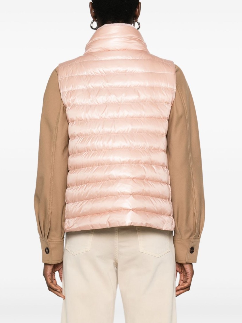 Herno Quilted Black Jacket With High Collar In Pink