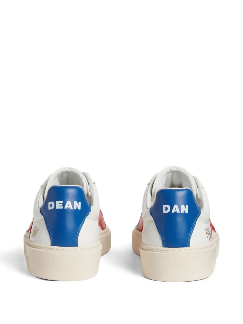 Dsquared2 White Leather Sneakers With Contrasting Accents In Neutral