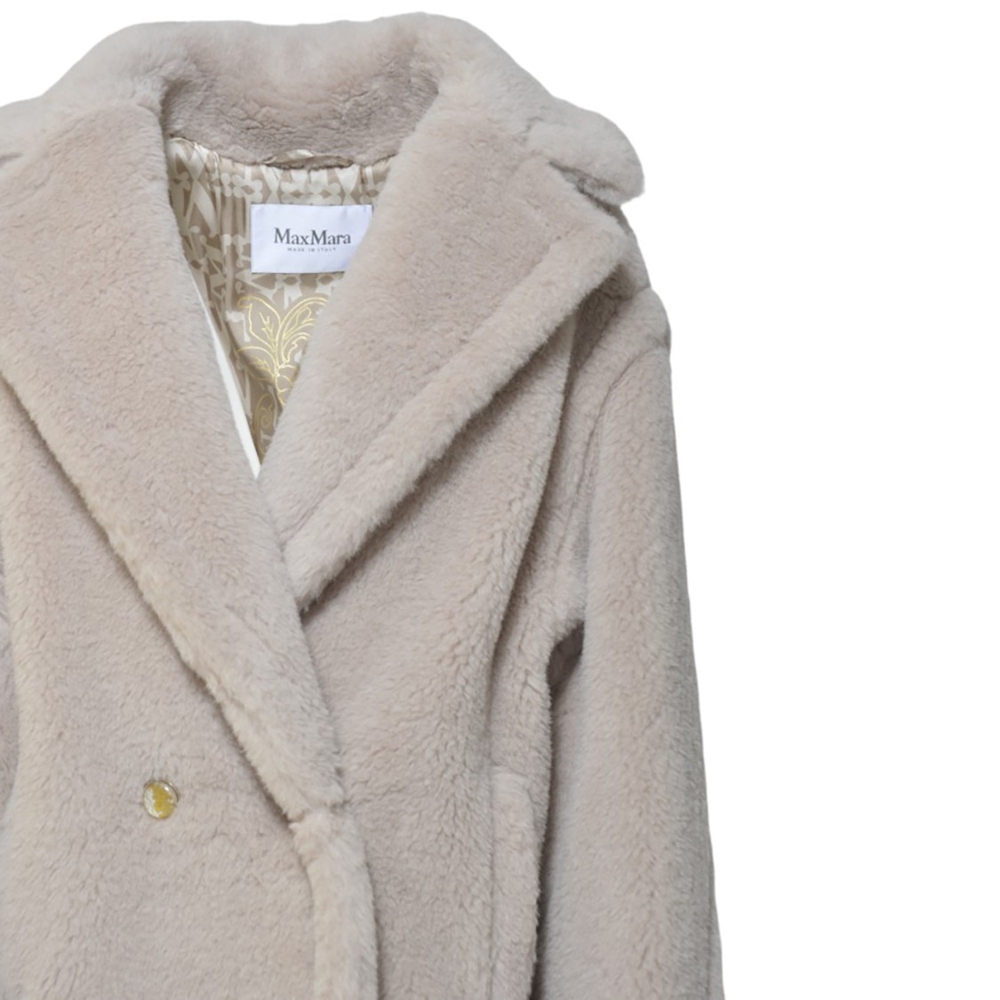 MAX MARA MAX MARA CUBA TEDDY COAT IN ALPACA AND SAND WOOL