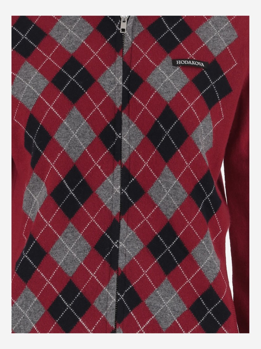 Hodakova Cotton Sweatshirt With Geometric Pattern And Hood In Red