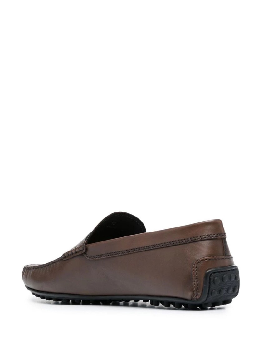 Tod's Chocolate Brown Leather City Penny Loafers For Men In Brown